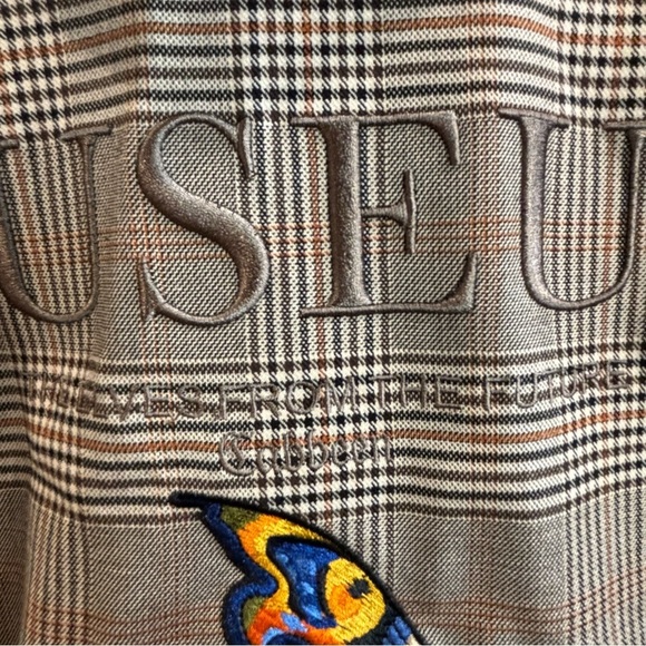 CABBEEN Sz 48 Plaid Hooded Pockets Embroidered Back Snaps Closure Jacket - Picture 9 of 16